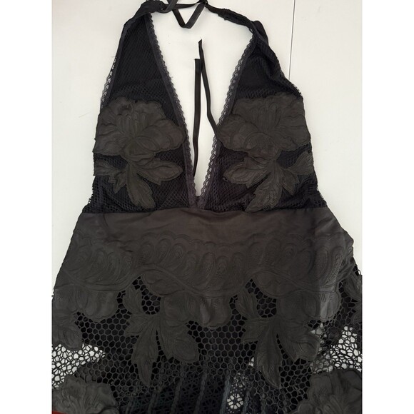Free People Revolve Celeste Maxi Dress 12 Black Womens Halter Embroidered NWT - Picture 11 of 14